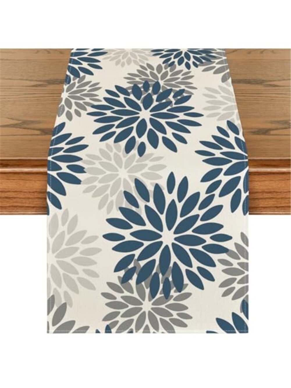 Blue Grey Silver Floral Table Runner 13 x 72 Inch Polyester Dining Table Decor